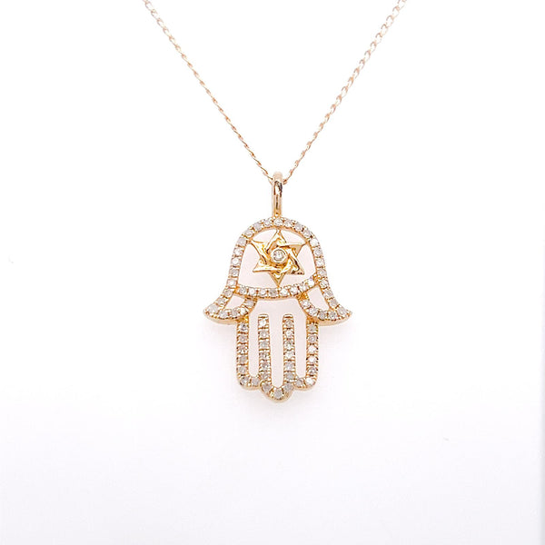 שרשרת חמסה גדולה עם מגן דוד במרכז